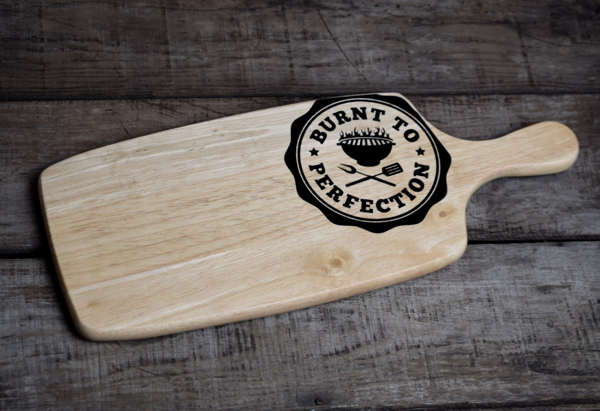 burnt to perfection wooden serving board