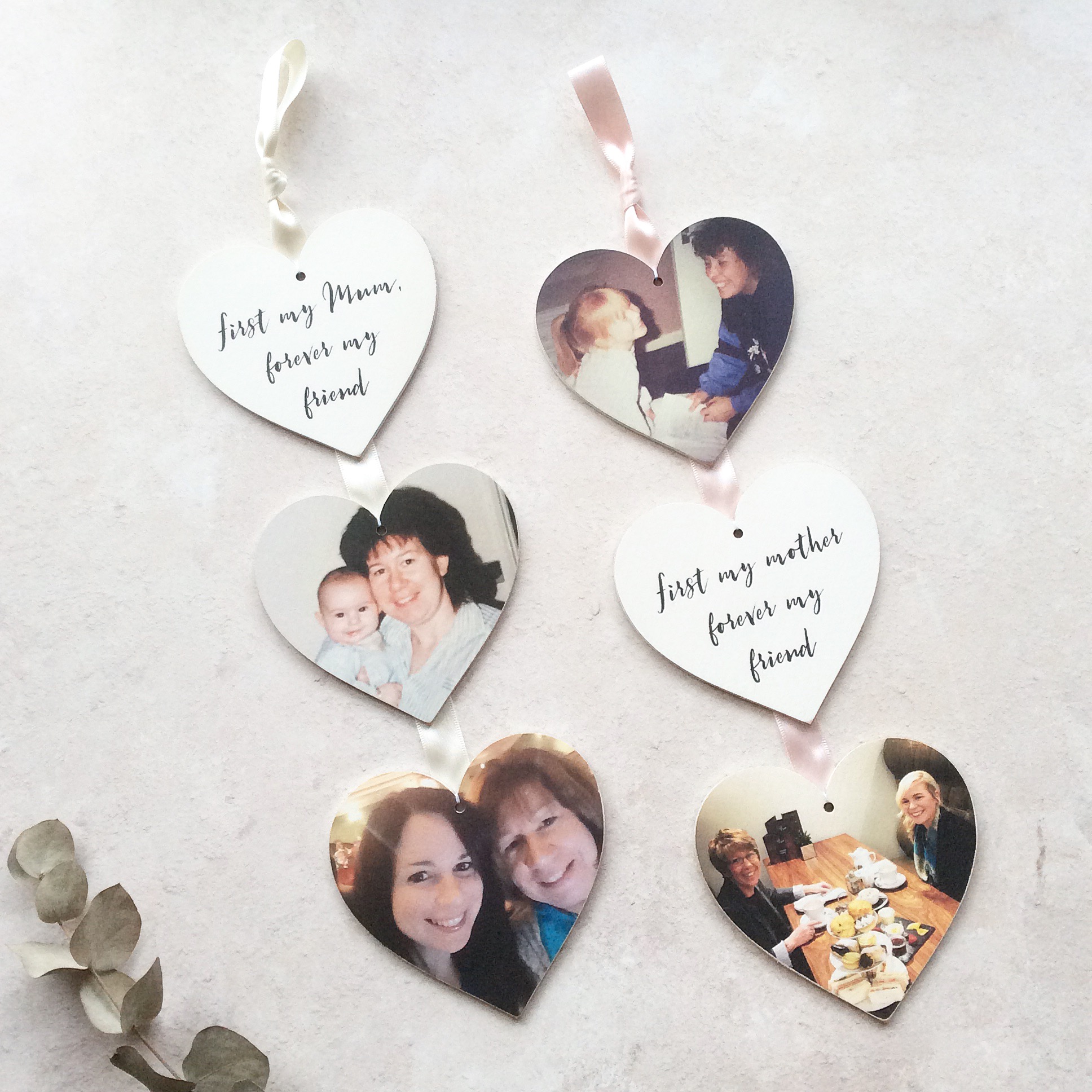 Vertical Wooden Photo Heart Hanging
