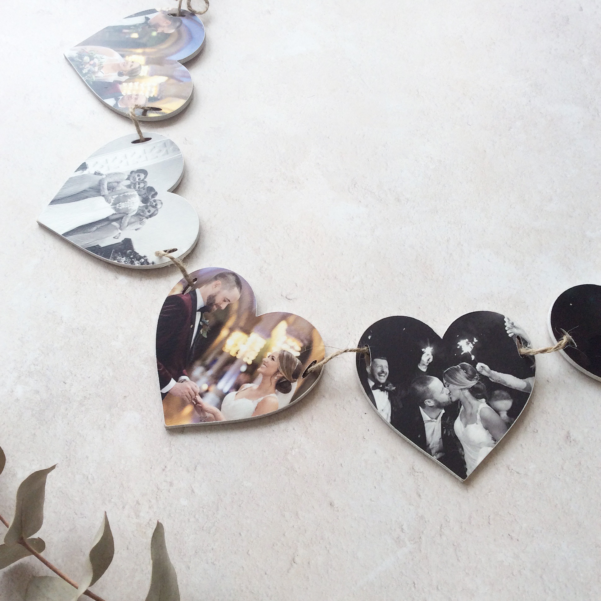 Personalised Wooden Photo Heart Bunting