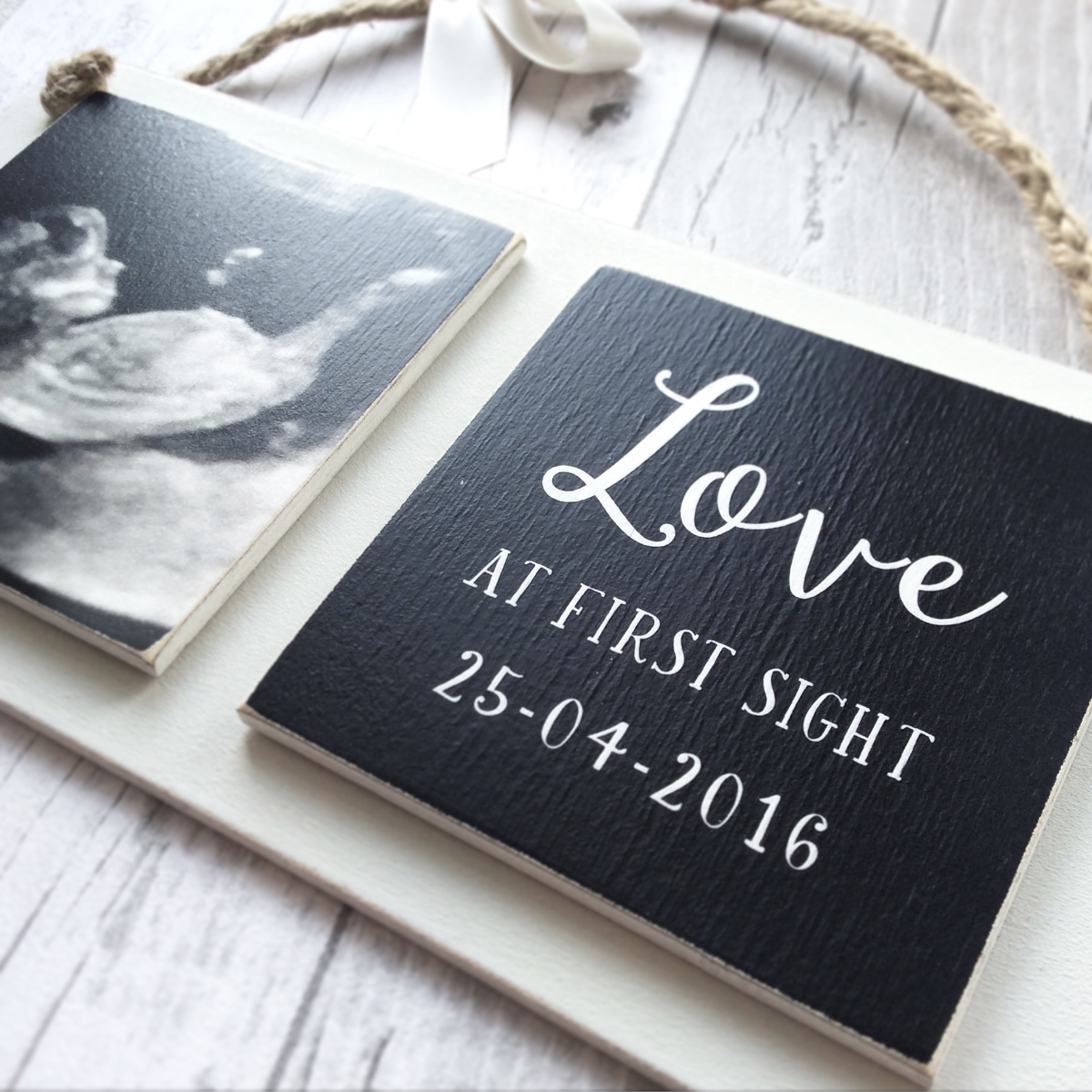 2 Tile Wooden Photo Plaque