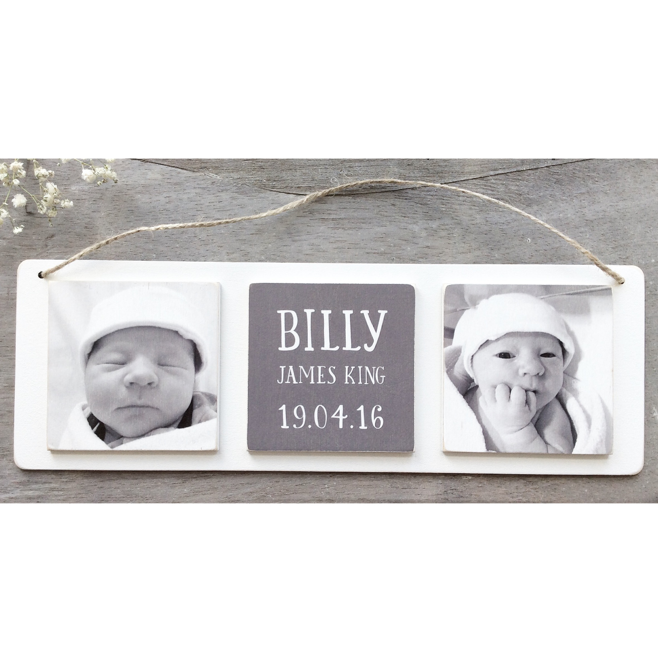 3 Tile Wooden Photo Plaque