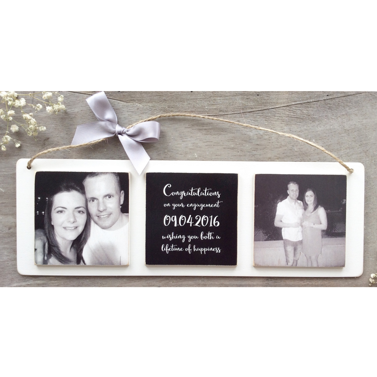 3 Tile Wooden Photo Plaque
