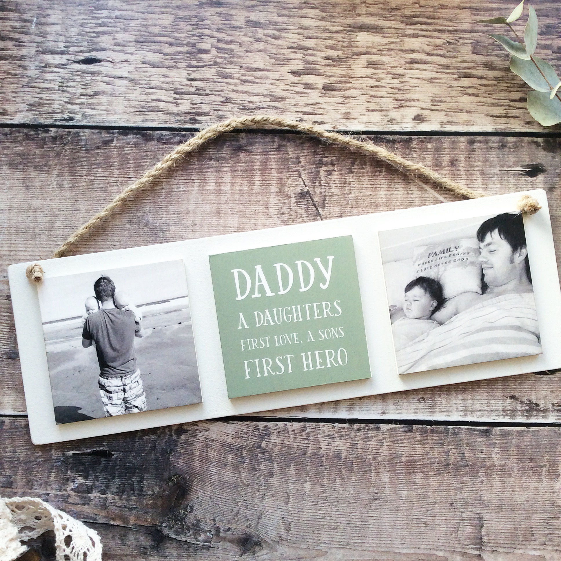3 Tile Wooden Photo Plaque
