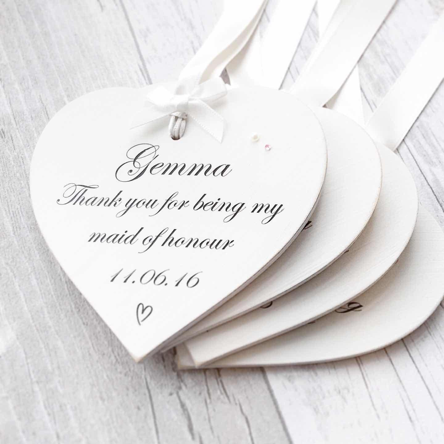 Wedding thank you bridesmaid heart