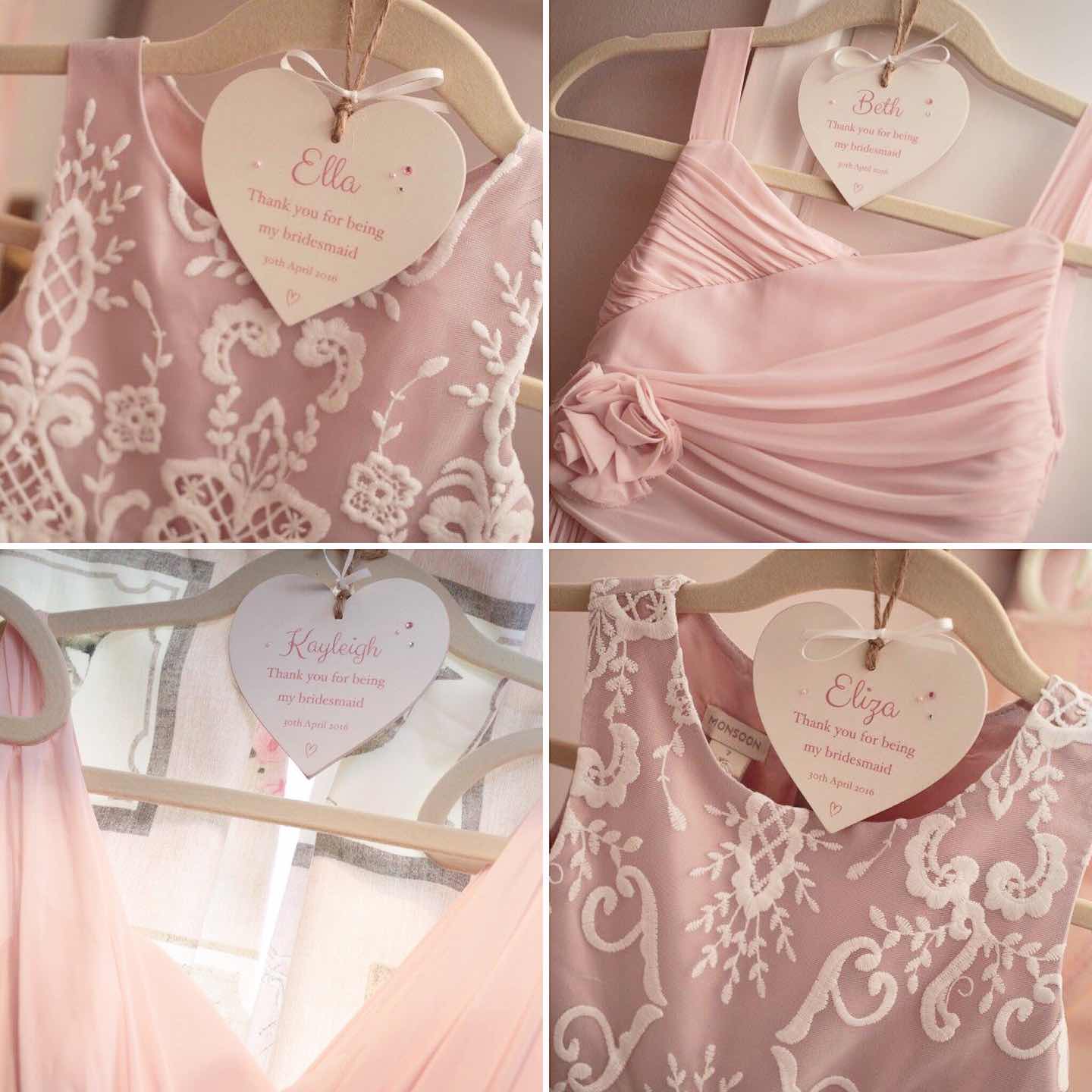 Wedding thank you hearts personalised