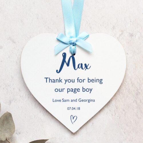 Thank You Flower Girl Page Boy Personalised Wedding Heart