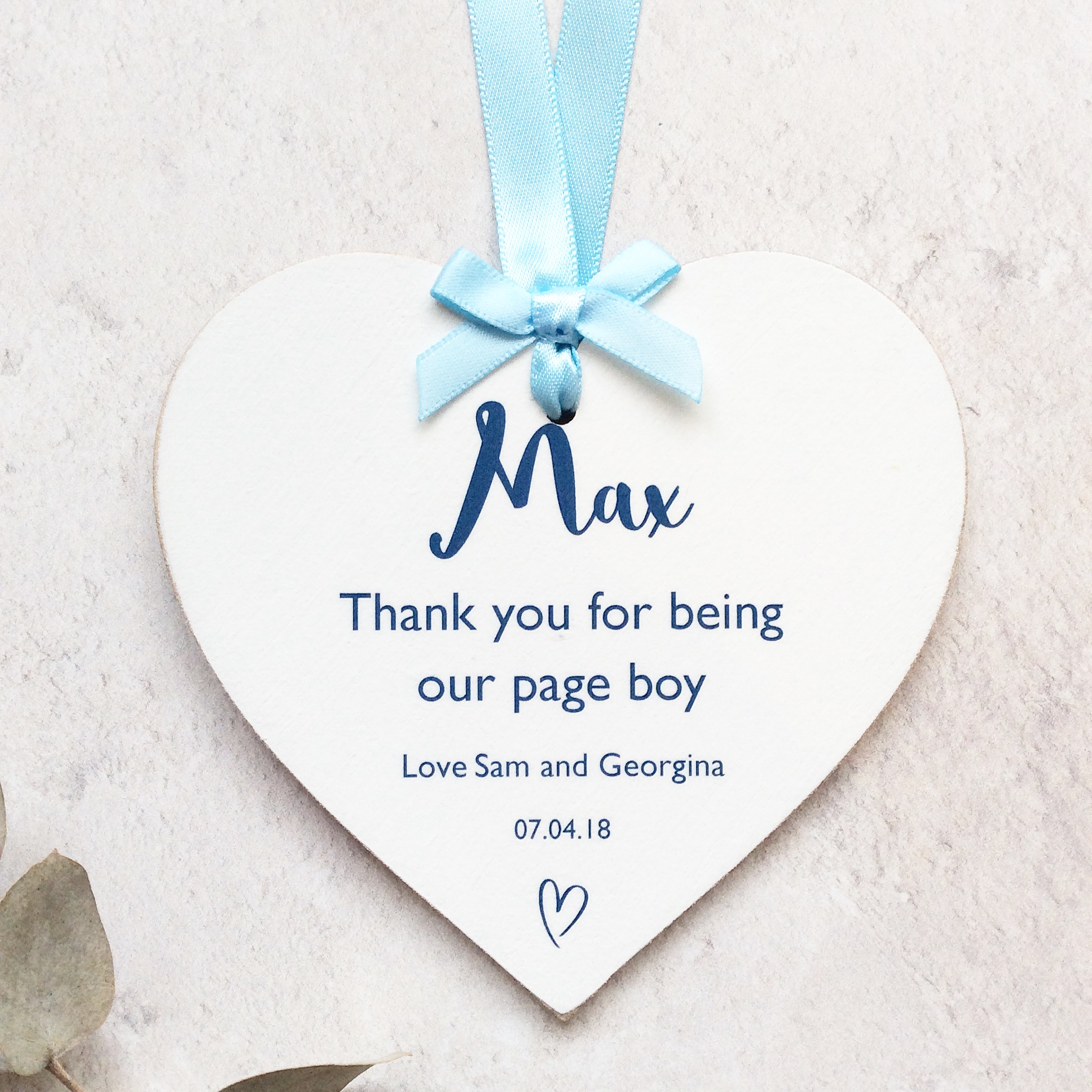 Thank You Flower Girl Page Boy Personalised Wedding Heart
