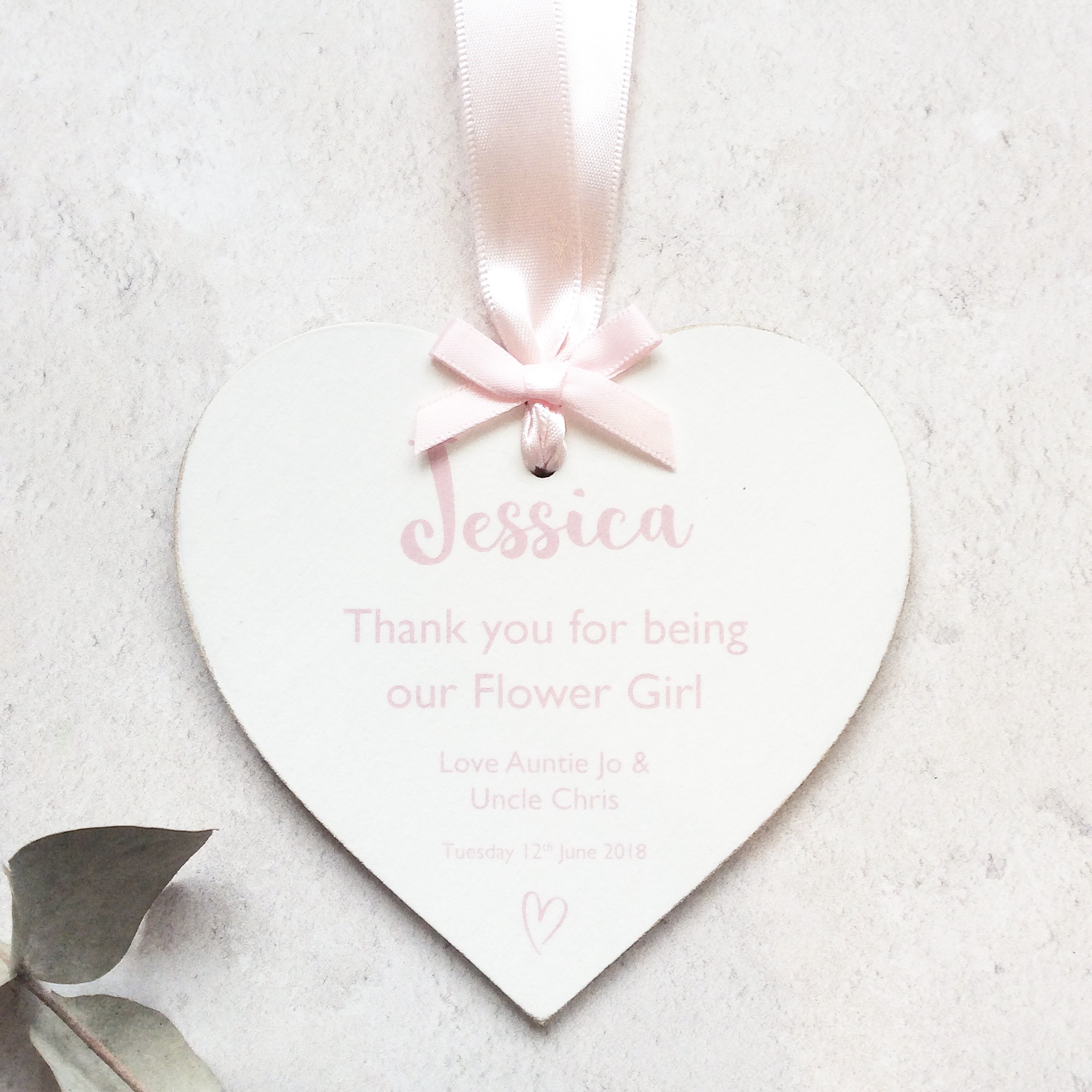 Thank You Flower Girl Page Boy Personalised Wedding Heart