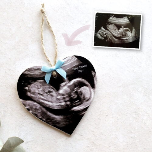 Baby Scan Wooden Keepsake Heart