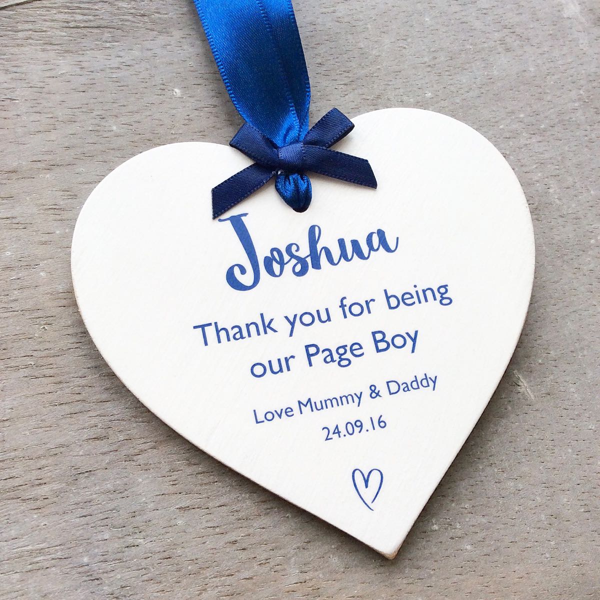 Thank you Flower Girl/Page Boy personalised wedding heart