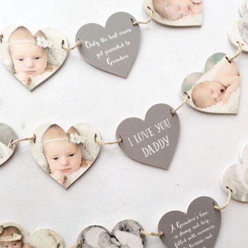 Personalised Wooden Photo Heart Bunting