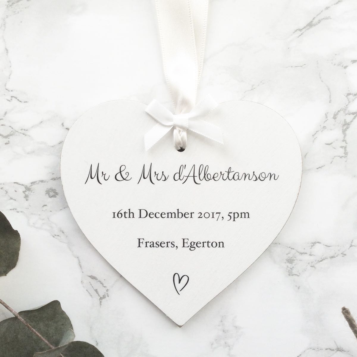 Personalised Wedding Details Heart