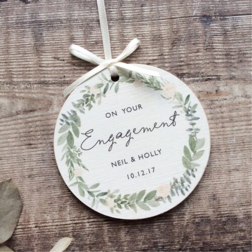 Personalised Engagement Wooden Keepsake Decoration