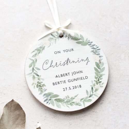 Personalised Christening Wooden Keepsake Decoration