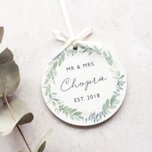Personalised Wedding Wooden Keepsake Decoration