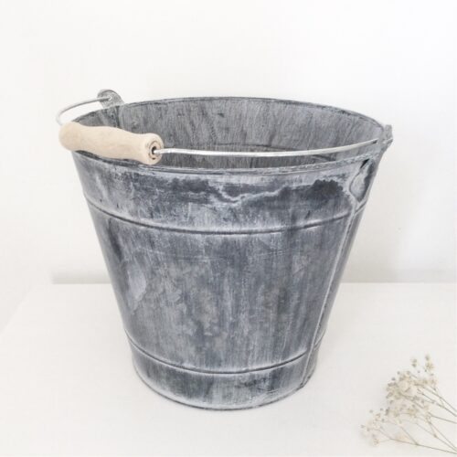 Greywashed Zinc Bucket