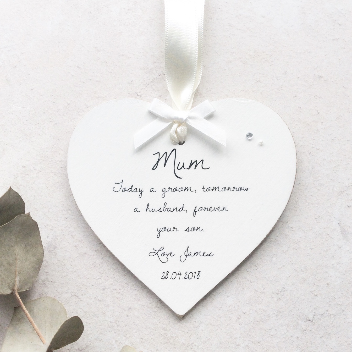 Personalised Mother of the Groom Wooden Wedding Heart