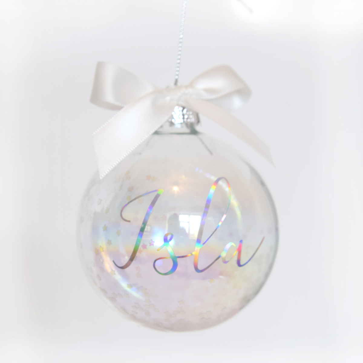 Personalised Iridescent Christmas Luxury Glass Bauble