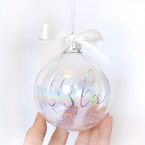 Personalised Iridescent Christmas Luxury Glass Bauble