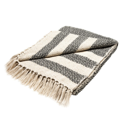 Scandi Boho Tassel Cotton Blanket Throw