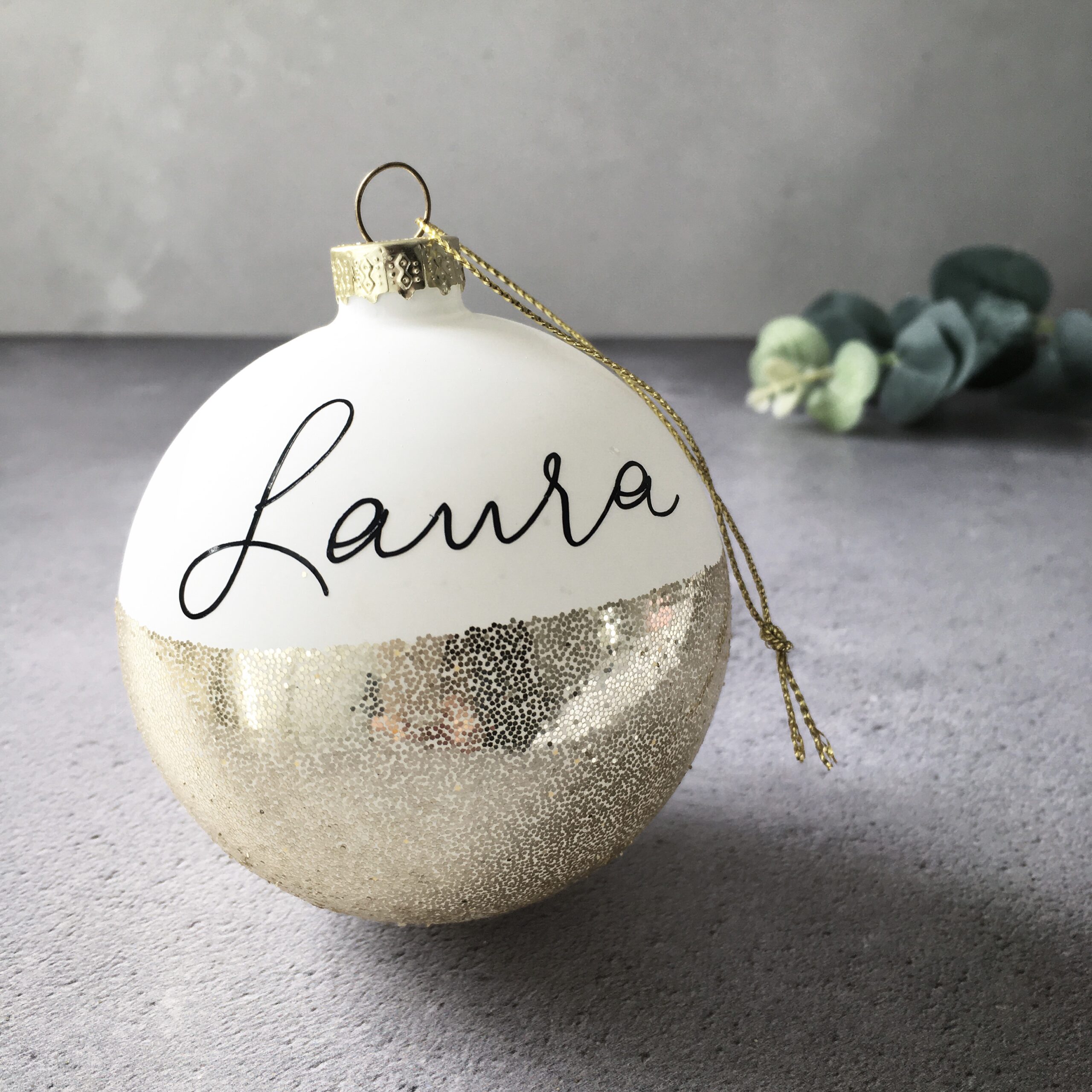 Personalised Gold Glitter Bauble