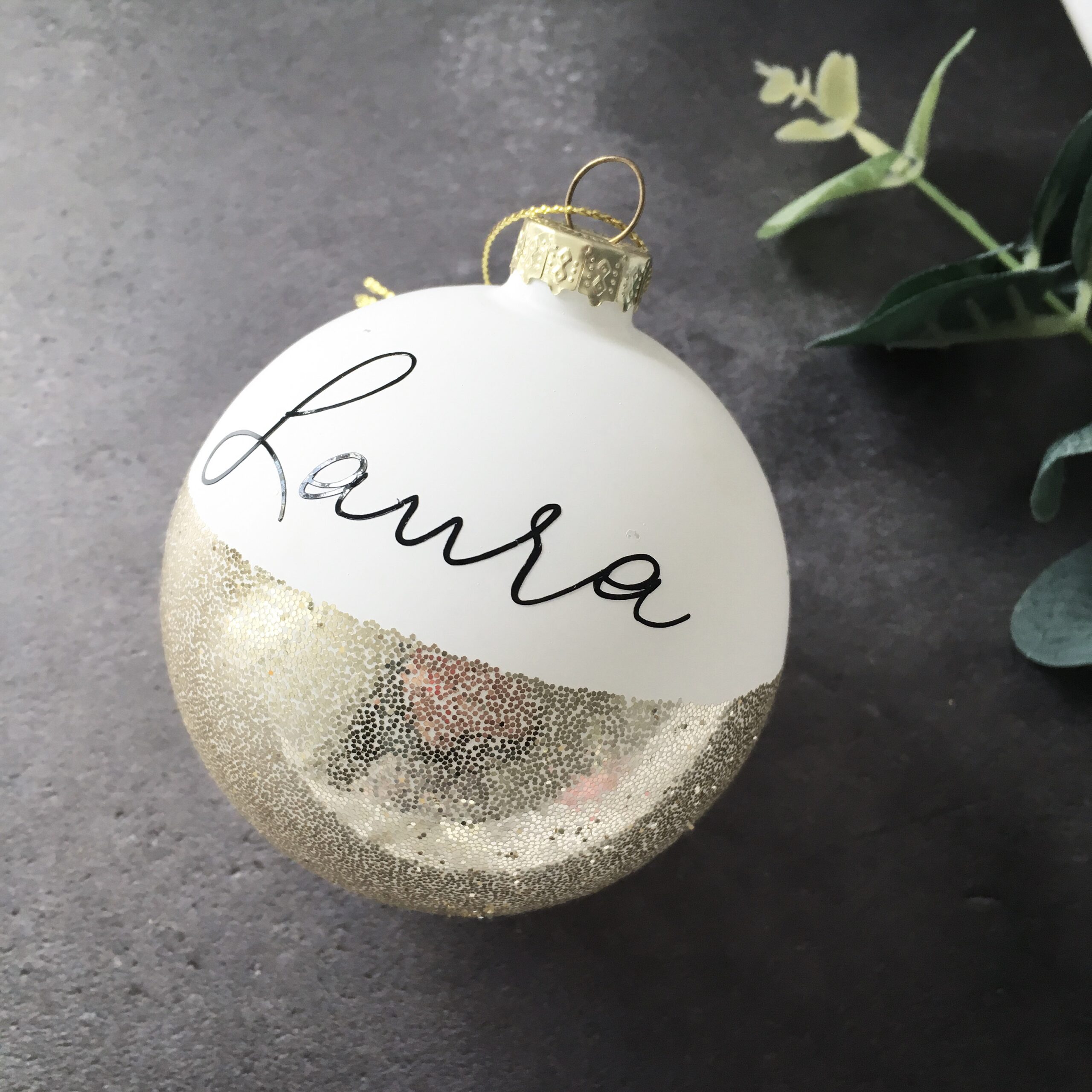 Personalised Gold Glitter Bauble