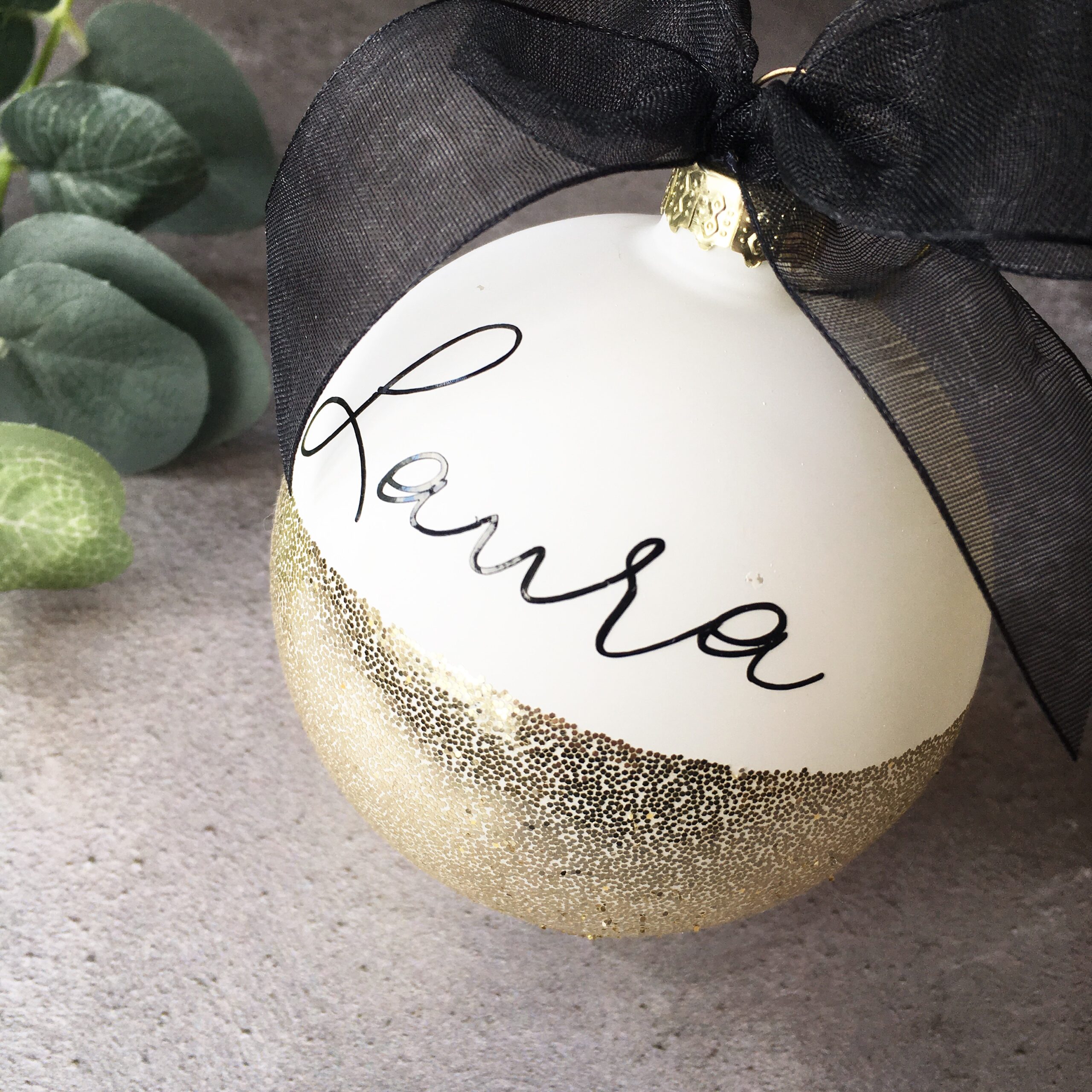 Personalised Gold Glitter Bauble