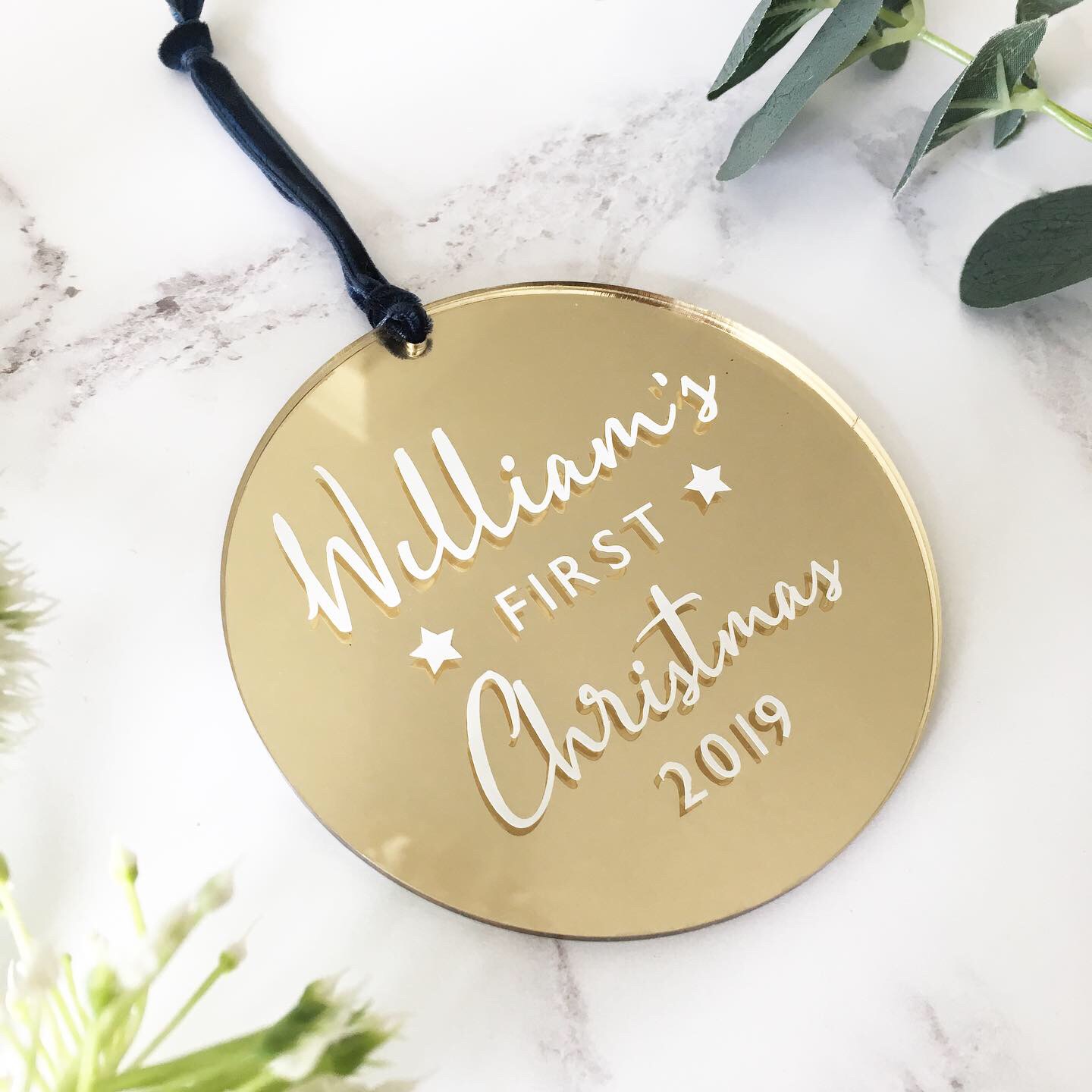 Baby's First Christmas Gold Mirrored Bauble