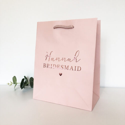 Blush Pink Rose Gold Personalised Gift Bag