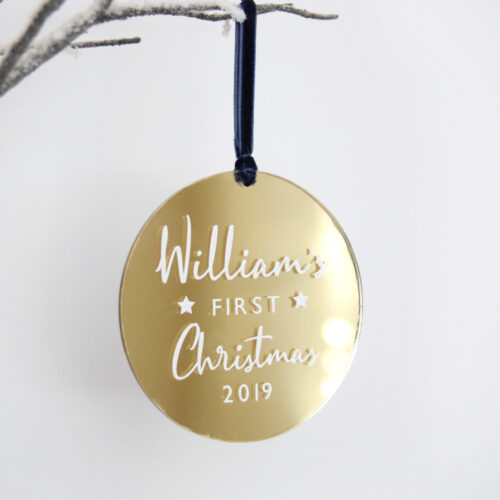 Baby's First Christmas Gold Mirrored Bauble